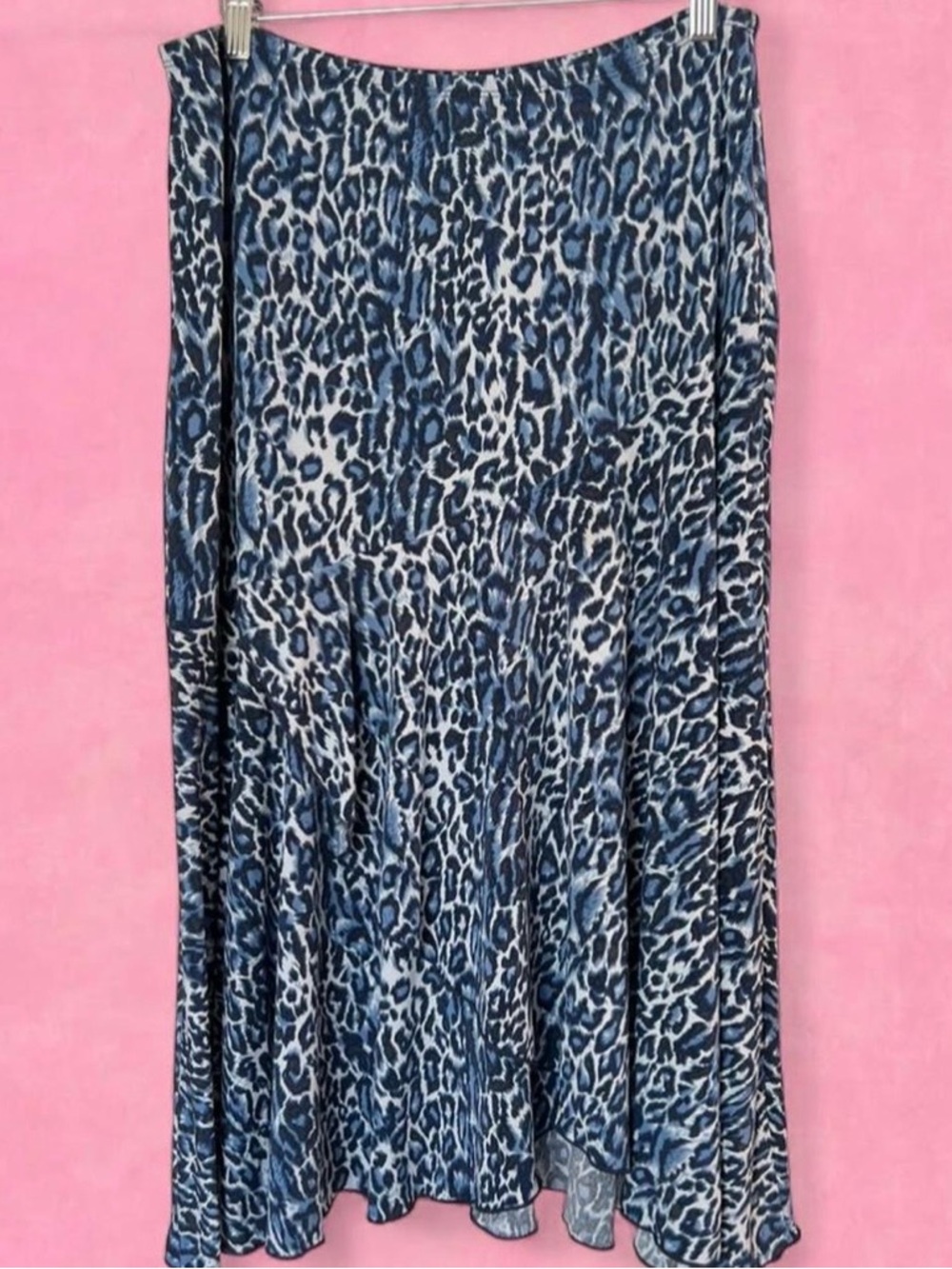 Chapter Blue Animal-Print Midi Skirt